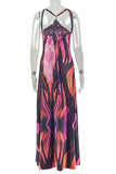 Strappy Abstract Evening Gown