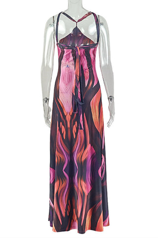 Strappy Abstract Evening Gown