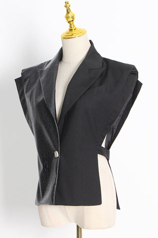 Structured Blazer with Unique Shoulder Design