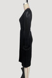 Elegant Wrap Midi Dress with Feather Cuffs