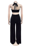 Halter Cutout Wide-Leg Pants Set