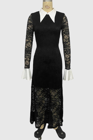 Lace Contrast Casual Dress