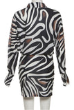 Button-Front Zebra Print Casual Dress