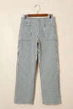 Stripe Patch Pocket High Waist Denim Jeans