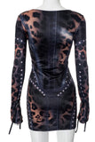 Studded Long Sleeve Mini Dress