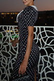 Polka Dot Midi Dress with Collar