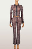 Snakeskin Print Pants Set