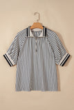 Striped Zip-Up Blouse