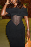 Off-Shoulder Evening Gown with Ruched Detail