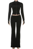 Zip-Front Elegant Pant Set