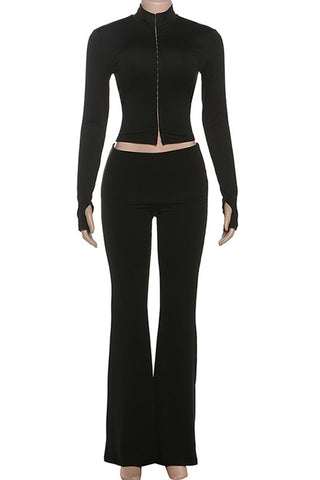 Zip-Front Elegant Pant Set