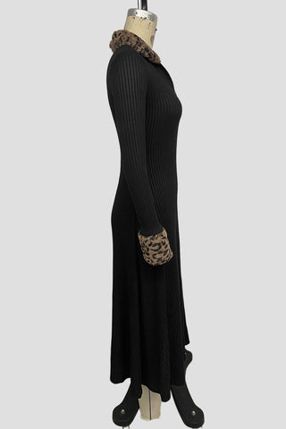 V-Neck Ribbed Casual Dress