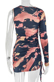 Asymmetric Tie-Dye Mini Dress