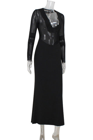 Sheer Sleeve Evening Gown