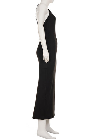 One-Shoulder Open-Back Maxi Dress