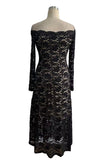 Off-Shoulder Lace Midi Dress