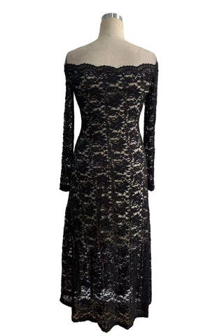 Off-Shoulder Lace Midi Dress