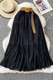 Tiered Maxi Skirt with Belt