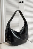 Studded Shoulder Bag with Zipper Closure