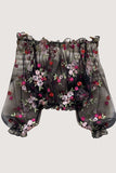 Floral Detail Mesh Blouse