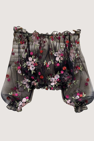 Floral Detail Mesh Blouse
