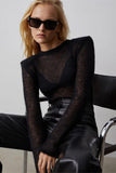 Sheer Long-Sleeve Knit Top