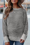 Striped Ribbed Boat Neck Sweater
