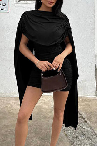 Draped Cape Casual Dress