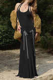 Braided Halter Evening Maxi Dress
