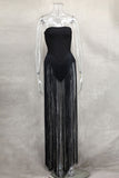 Fringe-Side Evening Dress