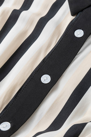 Striped Button-Front Casual Dress