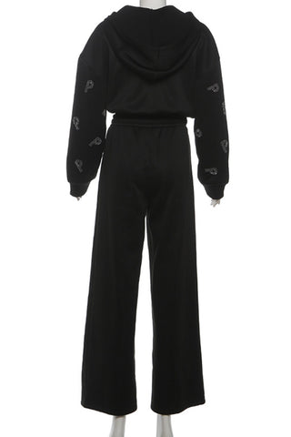Casual Zipper-Front Pants Set