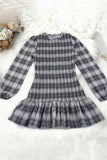 Plaid Ruffle Hem Casual Dress