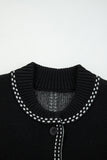 Contrast Trim Button-Front Cardigan