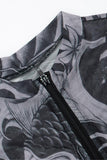 Patterned Zip-Front Short Set