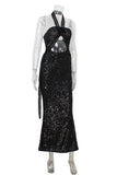 Halter Cutout Sequin Evening Dress