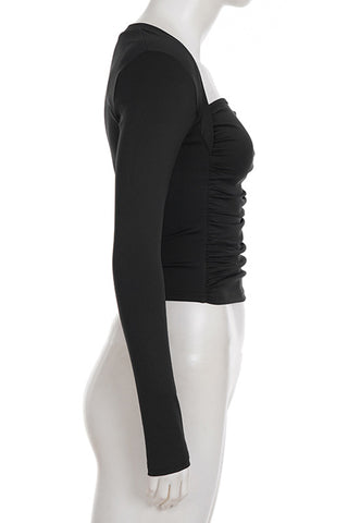 Long-Sleeve Ruched T-Shirt