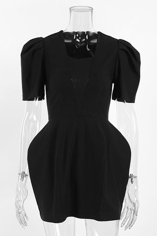 Puff-Sleeve Casual Dress