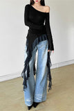 Asymmetrical Hem One-Shoulder Blouse