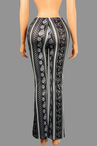 Geometric Pattern Flare Casual Pants