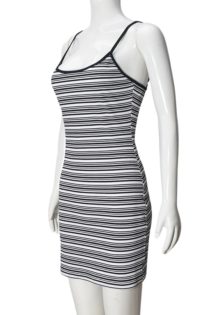 Striped Sleeveless Casual Dress