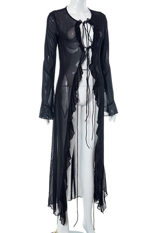 Long-Sleeve Ruffled Casual Dress