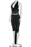Halter Lace Top with Wrap Pants Set