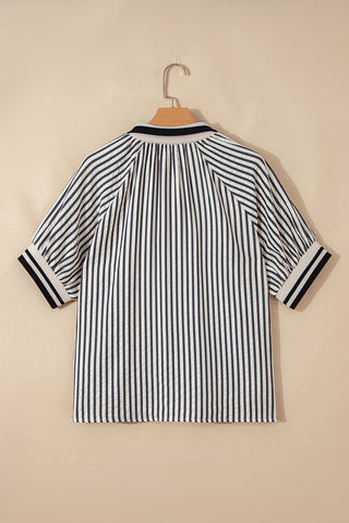 Striped Zip-Up Blouse
