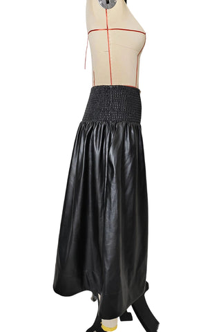 High-Waist Zip-Front Midi Skirt