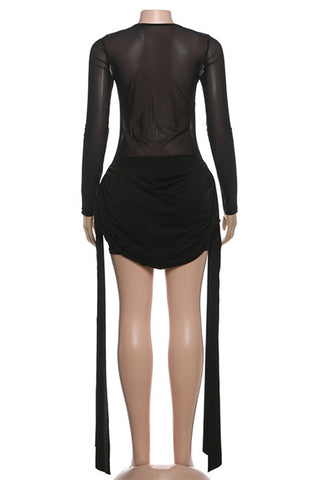Elegant Ruched Mesh Dress