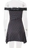 Off-Shoulder Polka Dot Casual Dress