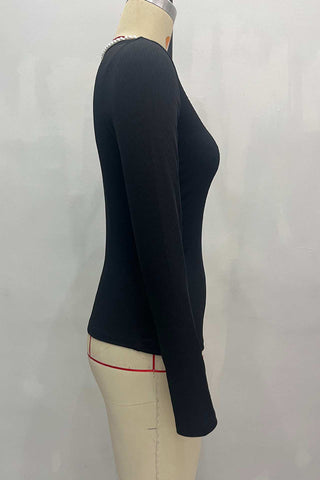 Elegant Long-Sleeve V-Neck Blouse