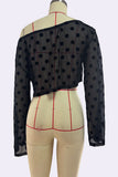 One-Shoulder Polka Dot Mesh Top