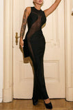 Elegant Sheer Panel Evening Gown